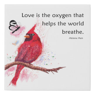 Red Bird and Butterfly Inspirational Faux Canvas Print