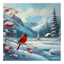 Red Bird and Winter Landscape 7