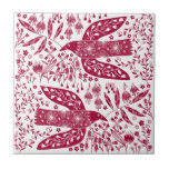 Red Bird Art Ceramic Tile<br><div class="desc">Red and white doves for peace.  Original art by Nic Squirrell.</div>