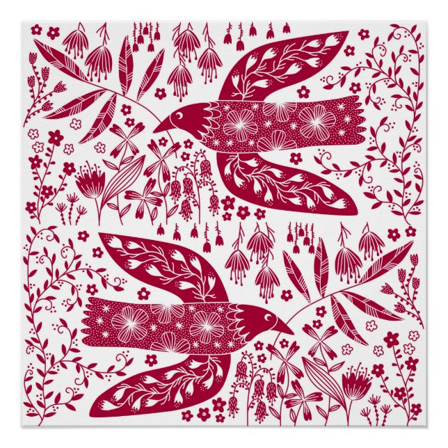 Red Bird Art Poster (Front)