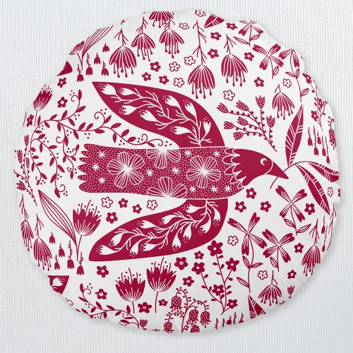 Red Bird Art Round Pillow