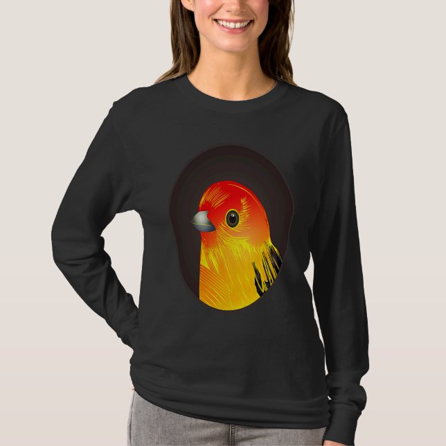 Red bird as portrait in round frame T-Shirt (Front)