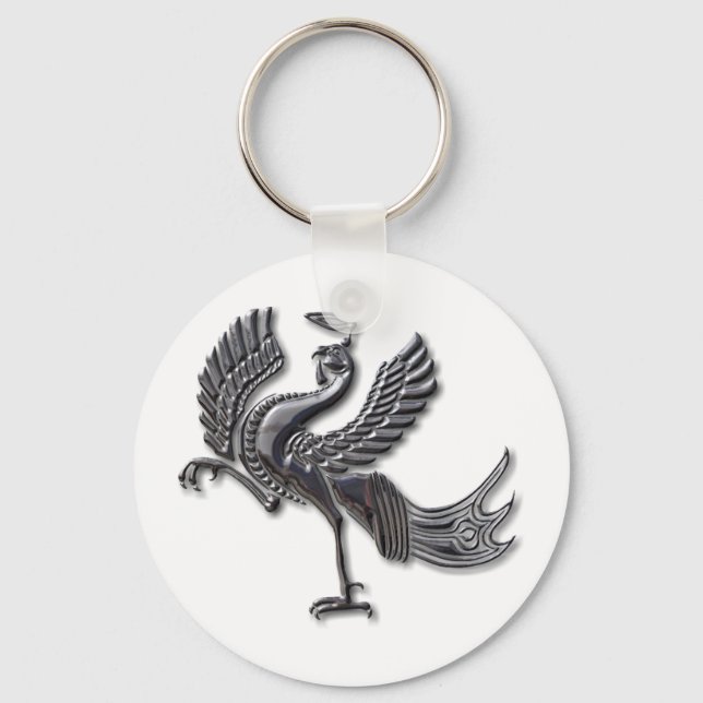 Red Bird blk glass Keychain (Front)