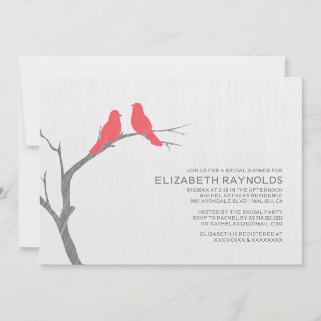 Red Bird Bridal Shower Invitations (Front)