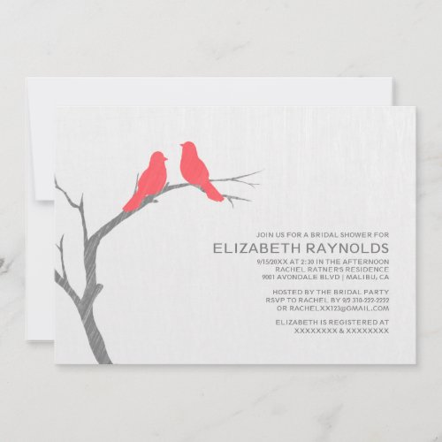 Red Bird Bridal Shower Invitations