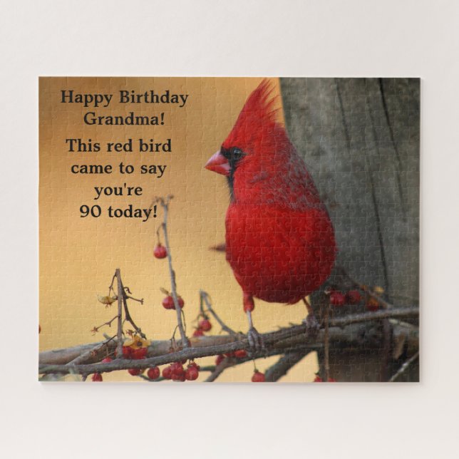 Red Bird Cardinal Birthday Gift Grandma Jigsaw Puzzle (Horizontal)