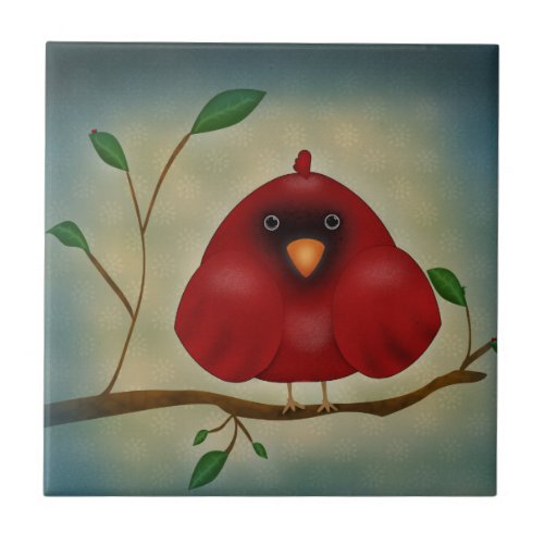 Red Bird Cardinal Ceramic Tile