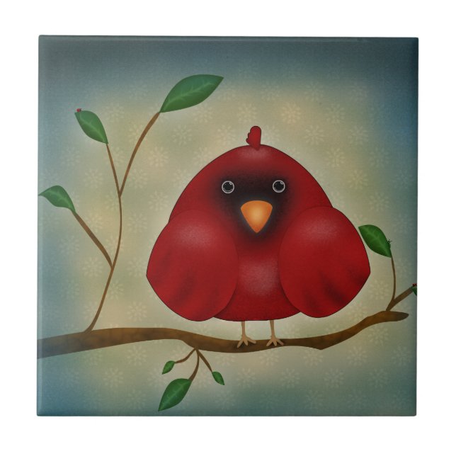 Red Bird Cardinal Ceramic Tile (Front)