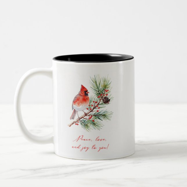 Red Bird Cardinal Christmas Mug (Left)