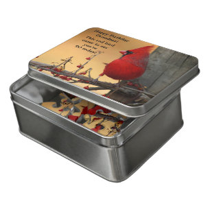 Red Bird Cardinal Large Pieces Gift Tin Grandma Jigsaw Puzzle