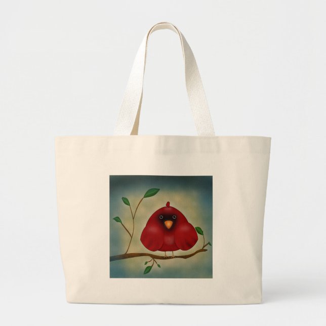 Red Bird Cardinal Large Tote Bag (Front)