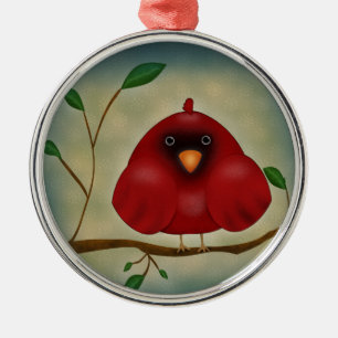 Red Bird Cardinal Metal Ornament