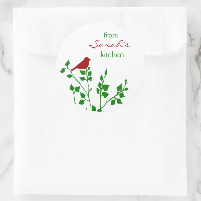 Red Bird Christmas Custom Baking Stickers (Bag)