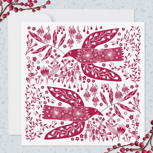 Red Bird Christmas Note Card