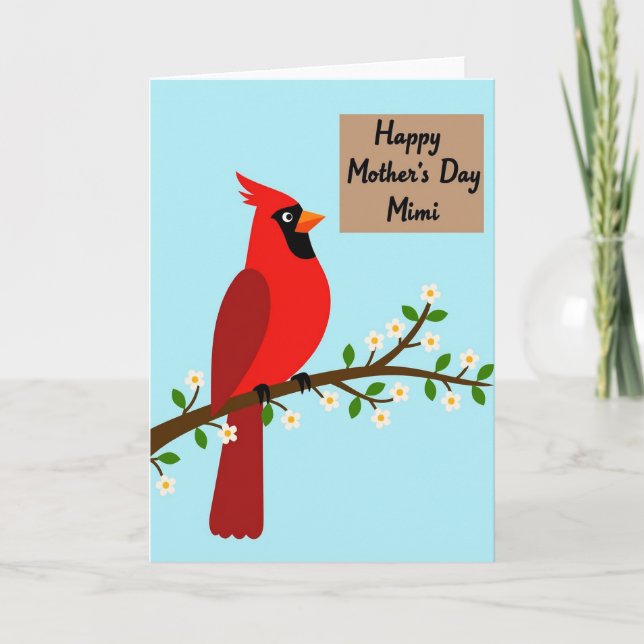 Red Bird Floral Mothers Day Card (Front)