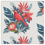 Red bird &amp; flowers pattern Winter Holiday Artistic Fabric