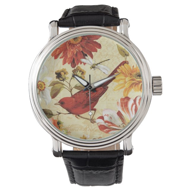 Red Bird in a Flower Garden Watch (Front)
