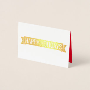 red bird in snow - Happy Holidays Foil Card