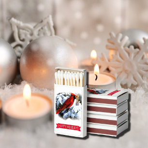 red bird in snow - Happy Holidays Matchboxes