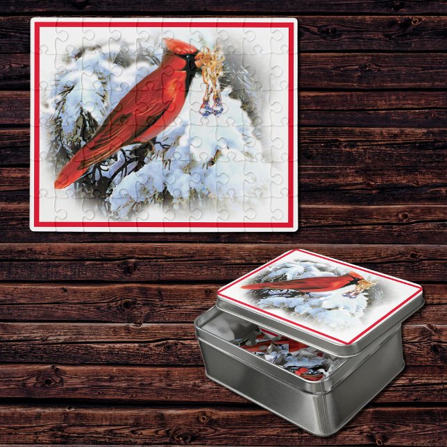red bird in snow jigsaw puzzle (Creator Uploaded)