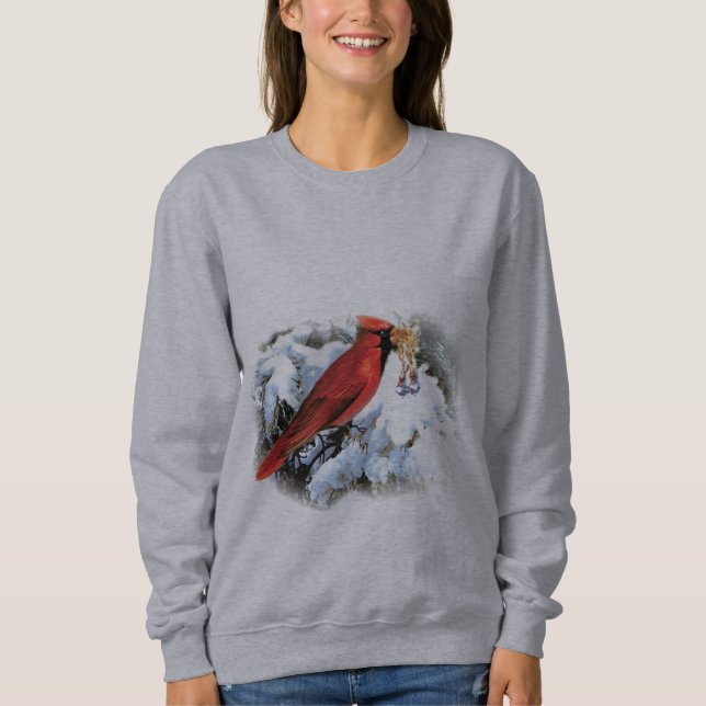 red bird in snow sweatshirt (Front)