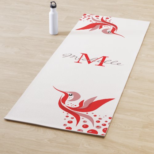 Red Bird Monogram Custom Design Personalized Yoga Mat