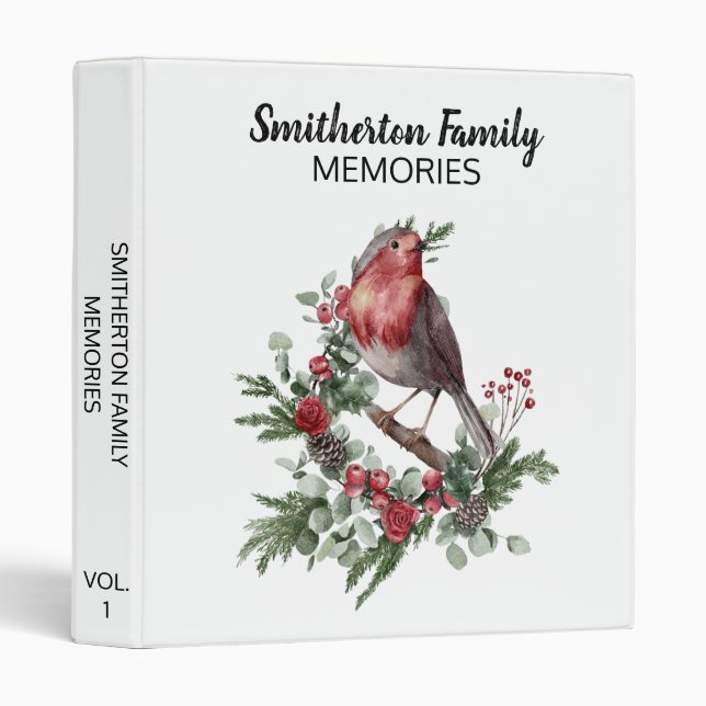Red Bird Nature Wildlife Family Memories Scrapbook 3 Ring Binder (Front/Spine)