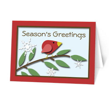Red Bird On A Branch Season's Greetings Card by starzraven at Zazzle
