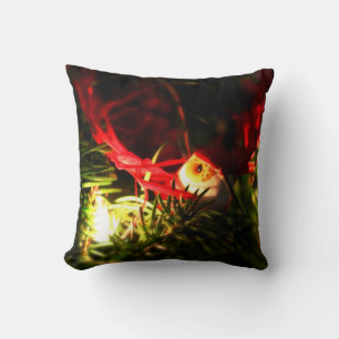 Red Bird Ornament in Christmas Tree Holiday Pillow