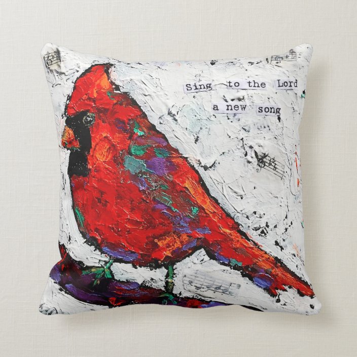 red bird pillow