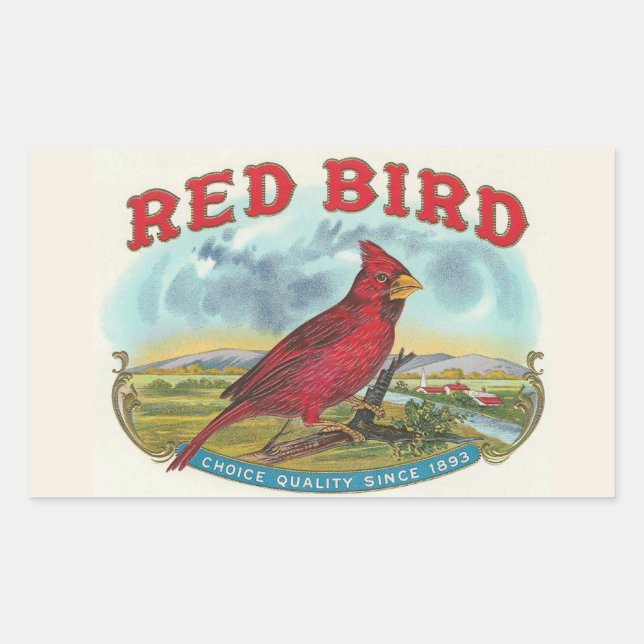 Red Bird Rectangular Sticker (Front)