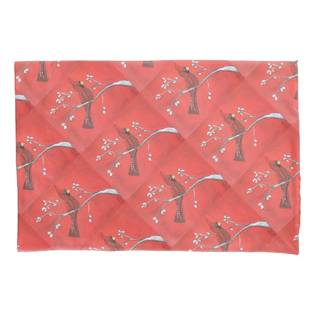 Red Bird Rhapsody Pillow Case (Front)