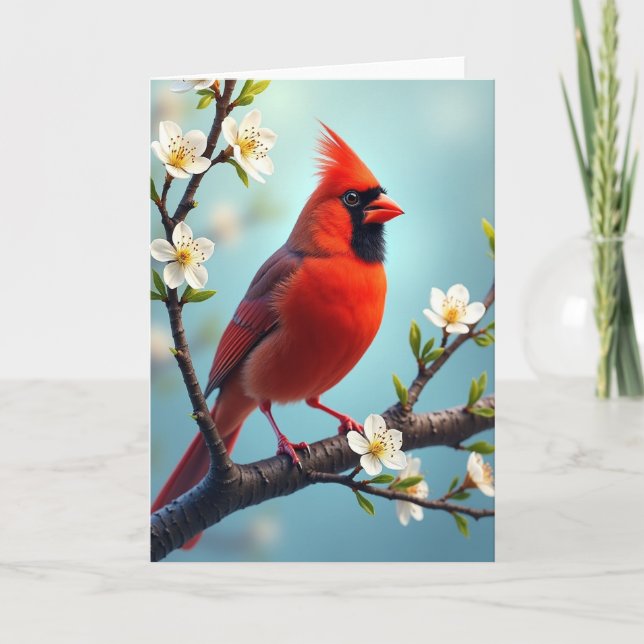 Red Bird Springtime Mothers Day Card (Front)