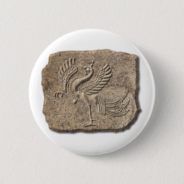 Red bird stone button (Front)