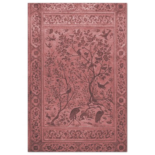 Red bird tapestry tissue paper chinoiserie