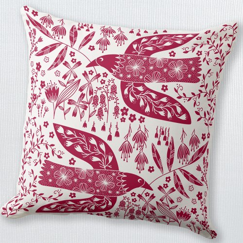 Red Bird Throw Pillow