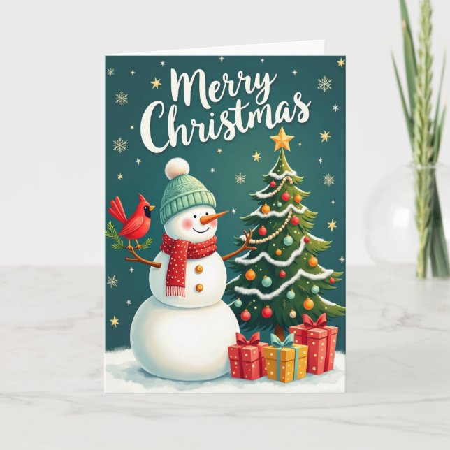 Red Bird Winter Tree Card (Front)