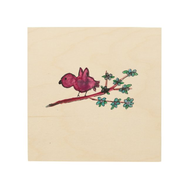 Red Bird Wood Wall Art (Front)