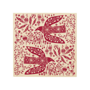 Red Bird Wood Wall Art