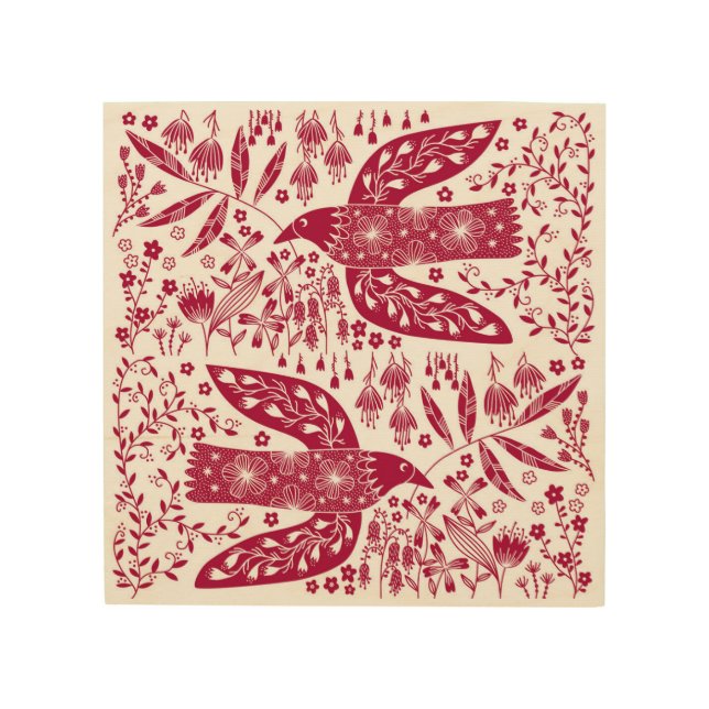 Red Bird Wood Wall Art (Front)