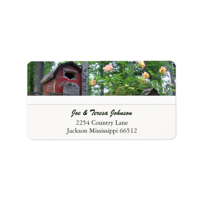 Red Birdhouse Address Labels (Front)