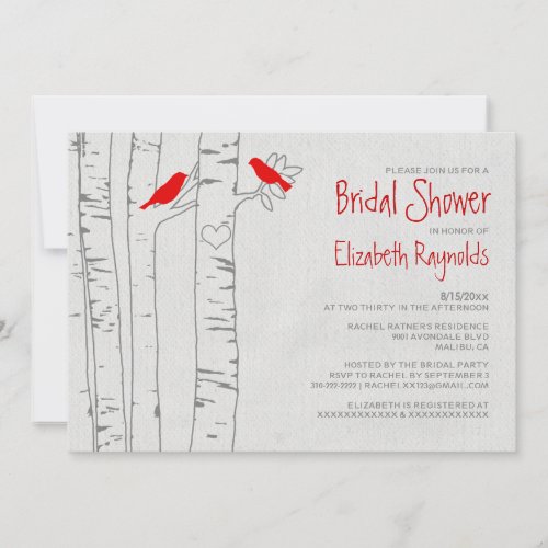 Red Birds Bridal Shower Invitations