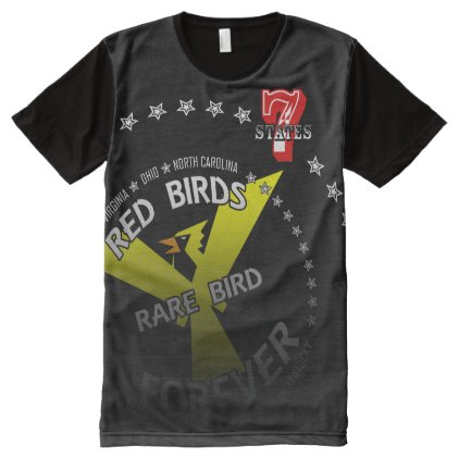 RED BIRDS FOREVER - BIG RARE BIRD 7 All-Over-Print SHIRT