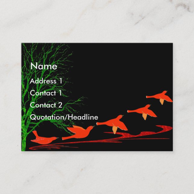 Red Birds in Flight - Customized Business Card (Front)