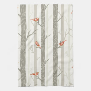 Red birds on Aspen Kitchen Towels
