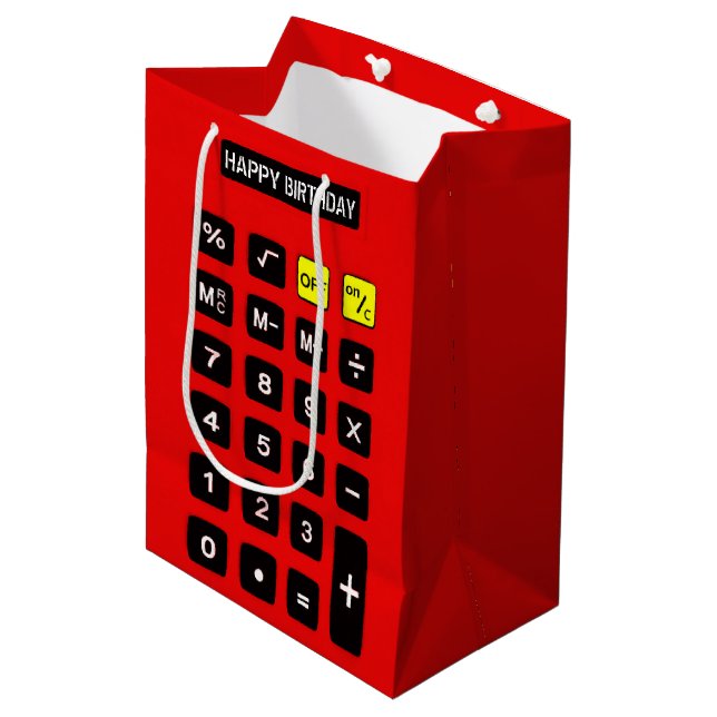 Red Birthday Calculator   Medium Gift Bag (Front Angled)