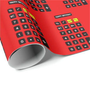Red Birthday Calculator Wrapping Paper