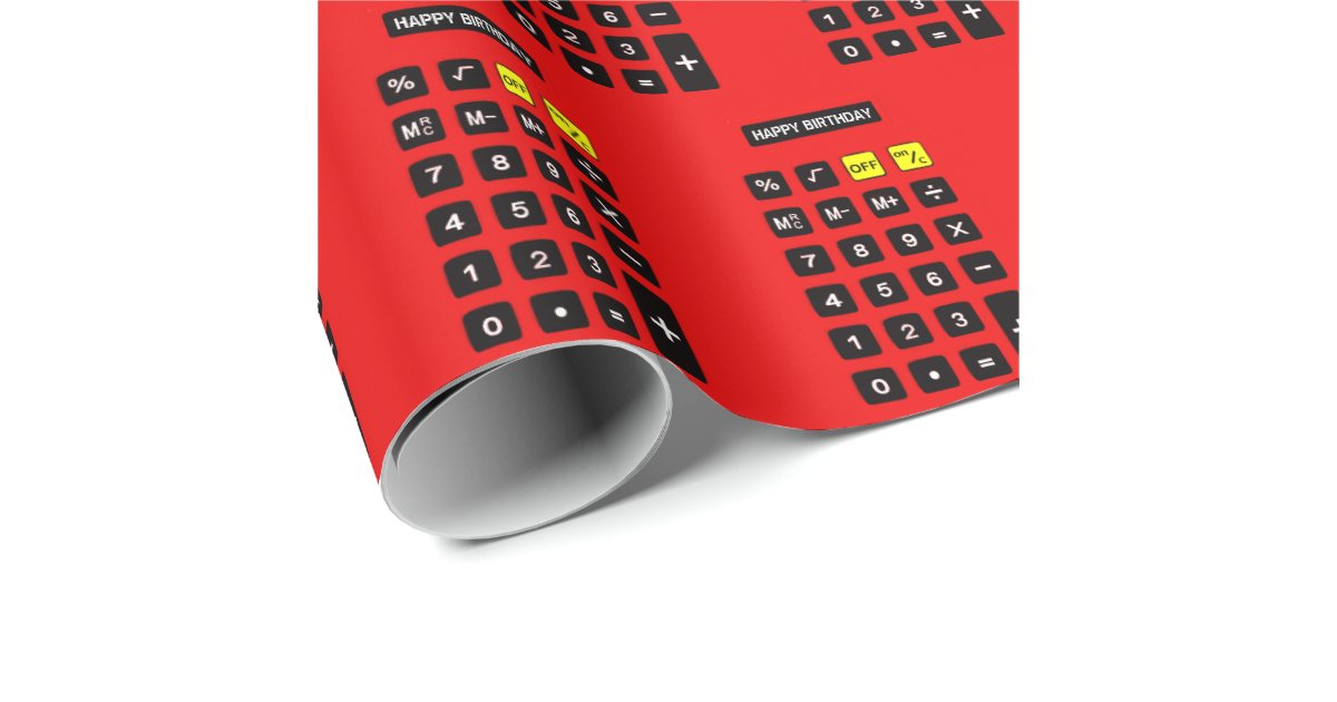 Red Birthday Calculator Wrapping Paper Zazzle