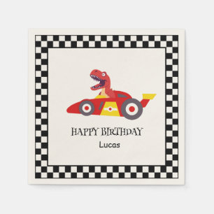 Red Birthday Dinosaur race car boy racing kid name Napkins