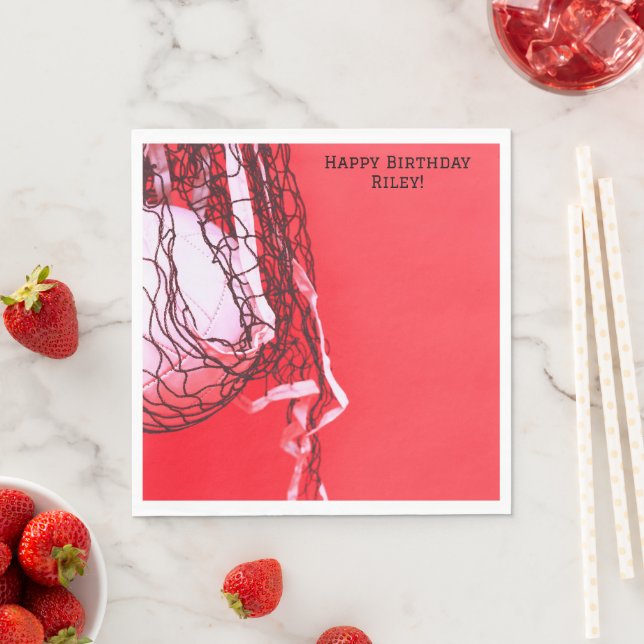 Red Birthday Net & Volleyball  Napkins (Insitu)